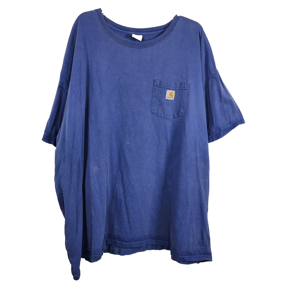 Carhartt Men Loose Fit T-Shirt 4XL Blue Short Sleeve Pocket Tee Heavyweight Work - Picture 1 of 11